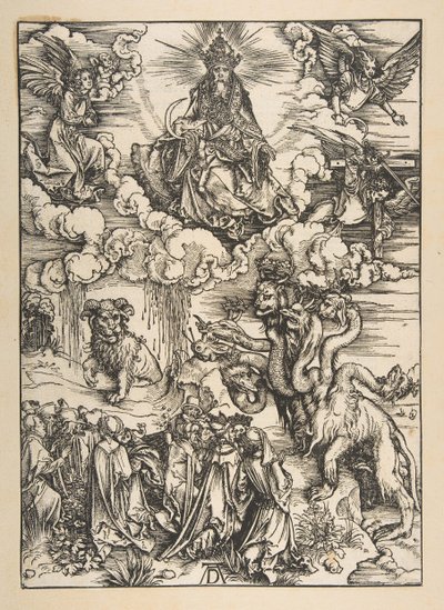 Udyret med to horn som et lam, fra Apokalypsen, latinsk udgave 1511, ca. 1496. af Albrecht Dürer