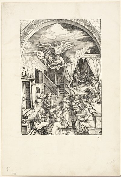 Jomfruens fødsel, fra Jomfruens liv af Albrecht Dürer