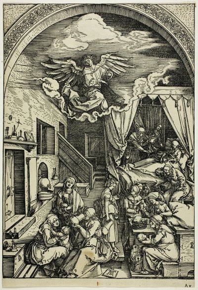 Jomfruens fødsel, fra Jomfruens liv af Albrecht Dürer