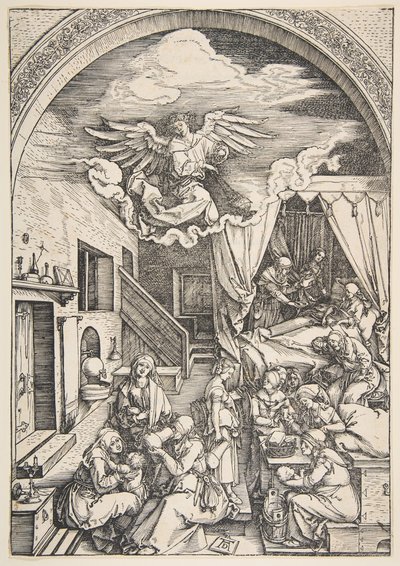 Jomfruens fødsel, fra Jomfruens liv, ca. 1503. af Albrecht Dürer