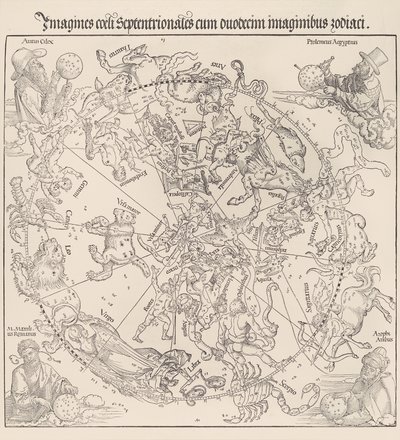 Det himmelske kort - den nordlige halvkugle, 1515., 1515. af Albrecht Dürer