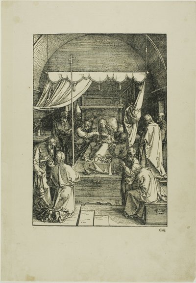 Jomfruens død, fra Jomfruens liv af Albrecht Dürer
