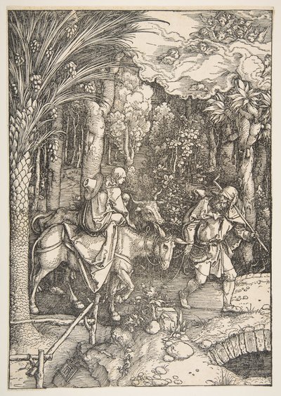 Flugten til Egypten, fra The Life of the Virgin, fra den latinske udgave, 1511. af Albrecht Dürer