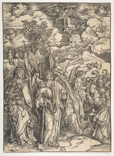De fire engle holder vindene, fra Apokalypsen, tysk udgave, 1498, ca. 1498. af Albrecht Dürer