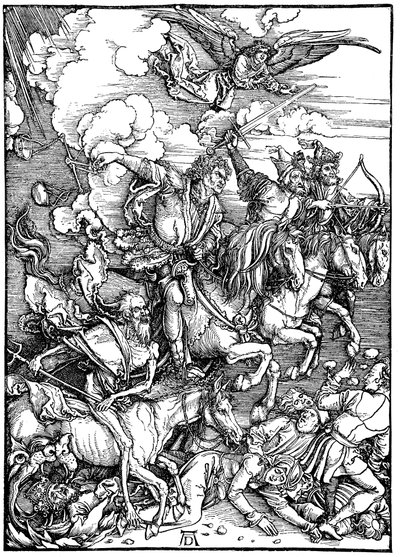 Apokalypsens fire ryttere, 1498 af Albrecht Dürer