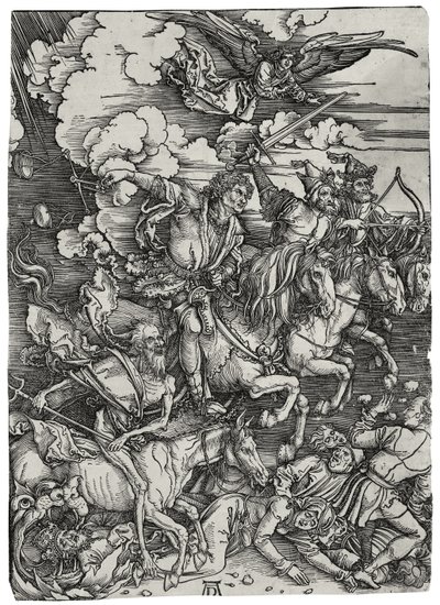 The Four Horsemen of the Apocalypse, ca 1498 af Albrecht Dürer