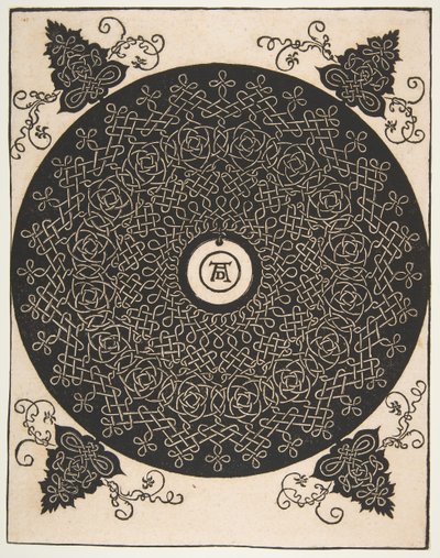 Den fjerde knude. Sammenflettet Roundel med en rund medaljon i midten efter 1528. af Albrecht Dürer