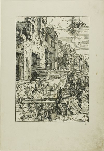 Den hellige familie i Egypten fra Jomfruens liv af Albrecht Dürer