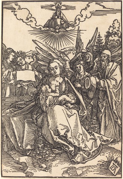 Den hellige familie med fem engle af Albrecht Dürer