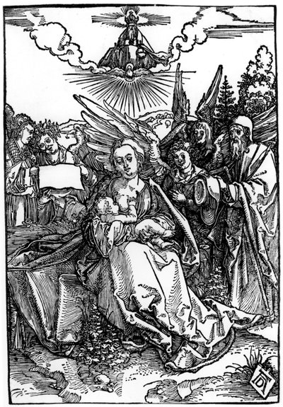 Den hellige familie med fem engle, ca. 1504 af Albrecht Dürer