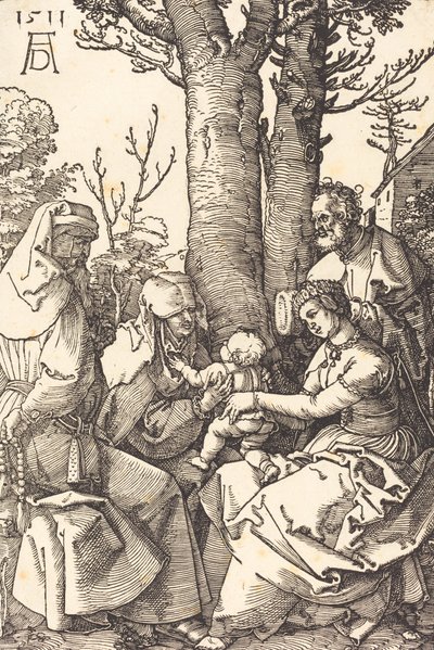 Den hellige familie med Joachim og Anne under et træ, 1511. af Albrecht Dürer