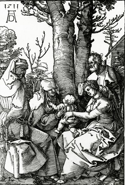 Den hellige familie med St. Anne og St. Joachim, 1511 (træsnit) af Albrecht Dürer
