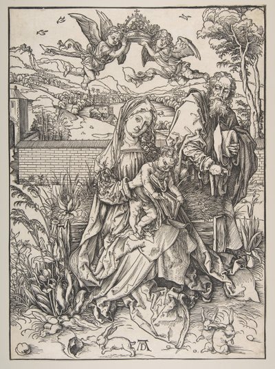 Den hellige familie med tre harer, ca. 1497-98. af Albrecht Dürer
