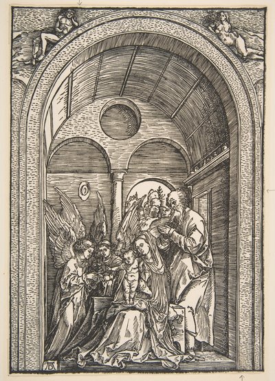 Den hellige familie med to engle i en hvælvet sal, ca. 1503. af Albrecht Dürer