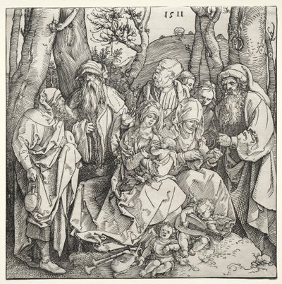 Den hellige familie med to musiker-engle af Albrecht Dürer