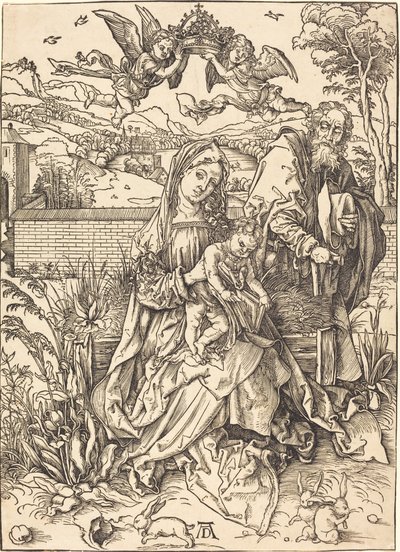 Den hellige familie med de tre harer af Albrecht Dürer