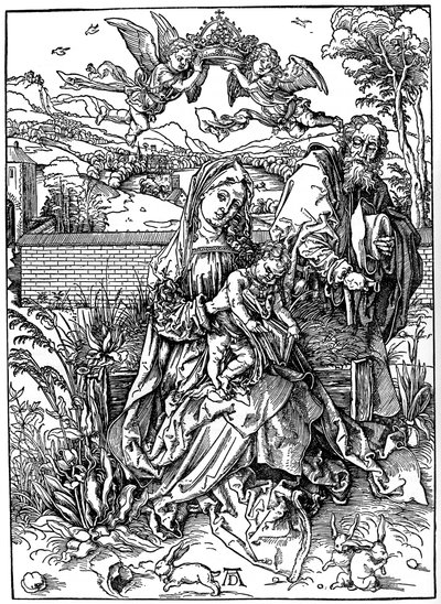 Den hellige familie med de tre harer, 1497, 1936 af Albrecht Dürer