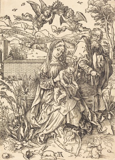 Den hellige familie med de tre harer, ca. 14971498. af Albrecht Dürer
