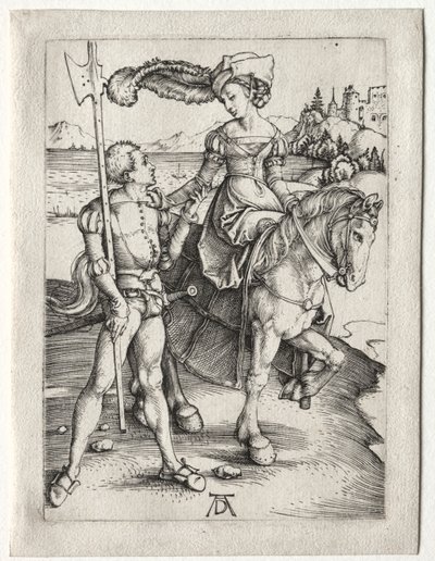 Fruen Ridning og Landsknecht, ca. 1497. af Albrecht Dürer