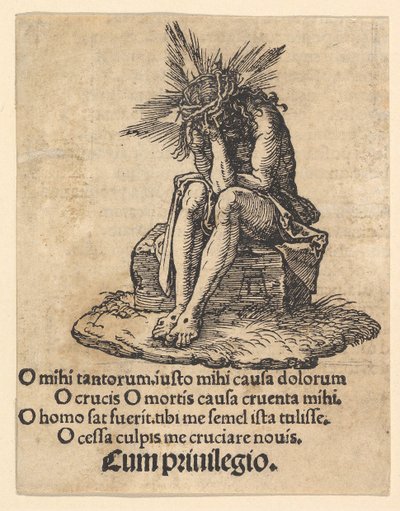 Sorgernes mand siddende, titelblad til Den lille lidenskab, ca. 1511. af Albrecht Dürer
