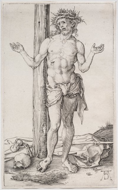Sorgernes mand stående, med hænderne i vejret af Albrecht Dürer