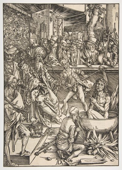 The Martyrium of Saint John, fra The Apocalypse, Latin Edition 1511, ca. 1496. af Albrecht Dürer