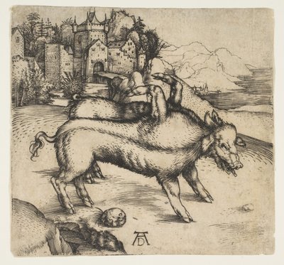 Den monstrøse gris fra Landser, ca. 1496. af Albrecht Dürer