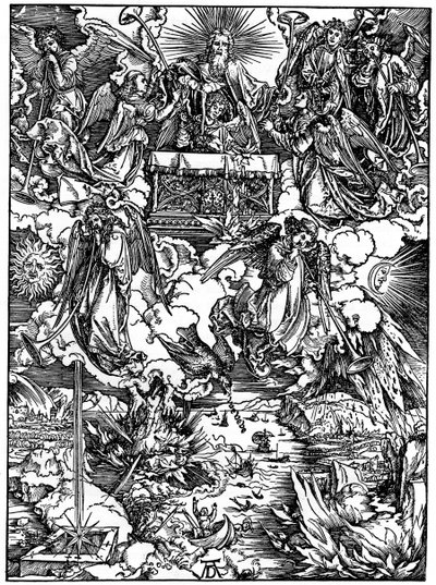 Åbningen af det syvende segl, De syv engle med trompeterne, 1498, 1936 af Albrecht Dürer