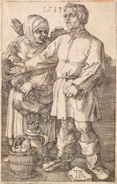 Bonden og hans kone på markedet, 1519. af Albrecht Dürer