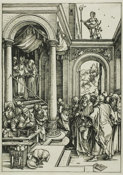 Præsentationen af jomfruen i templet, fra Jomfruens liv af Albrecht Dürer