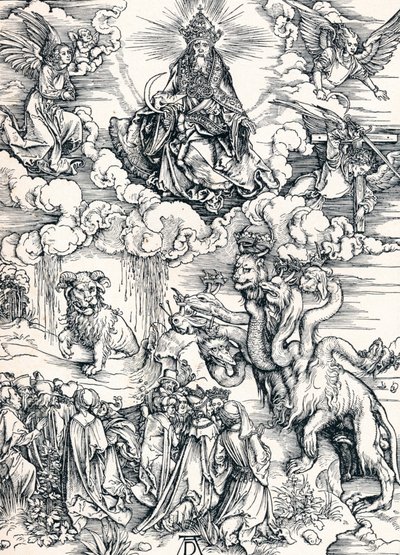 Det syvhovedede udyr og udyret med lammehorn, 1498 1906. af Albrecht Dürer
