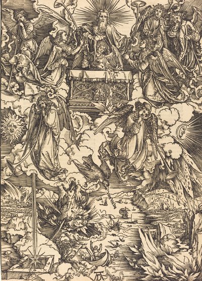 De syv engle med trompeterne, sandsynligvis ca. 14961498. af Albrecht Dürer