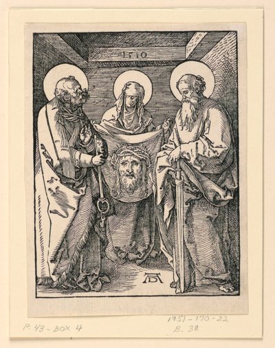Sudarium (Saints Veronica, Peter og Paul), fra The Little Passion Series af Albrecht Dürer