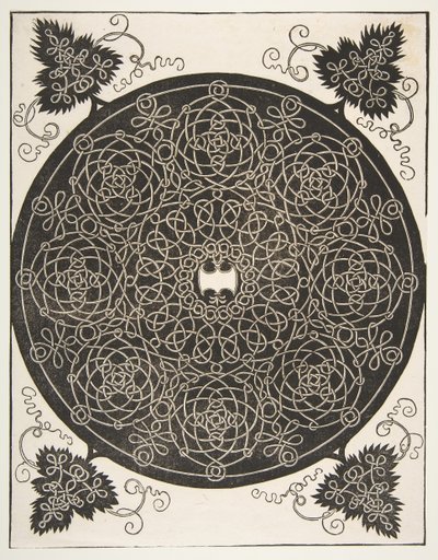 Den tredje knude. Sammenflettet Roundel med Otte Kranse og et Skulpet Skjold i..., 1521 før. af Albrecht Dürer