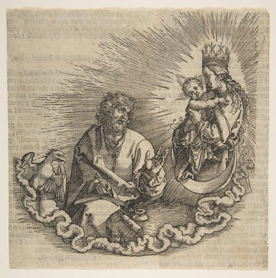Jomfruen viser sig for Johannes, Frontispice til Apokalypsen, 1511. af Albrecht Dürer