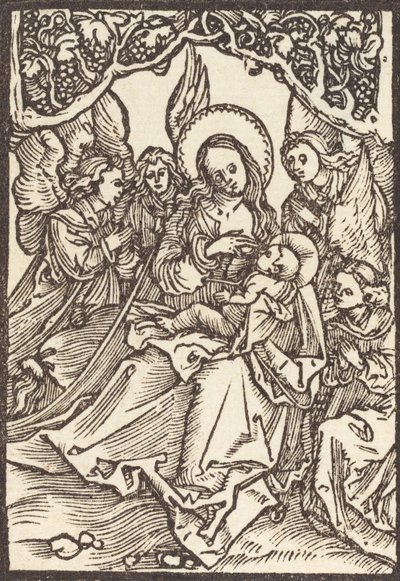 Jomfruen plejer Kristusbarnet med fire engle, ca. 1500. af Albrecht Dürer
