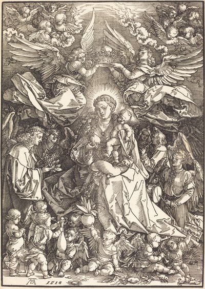Jomfruen omgivet af mange engle af Albrecht Dürer