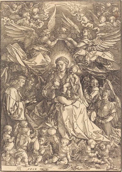 Jomfruen omgivet af mange engle af Albrecht Dürer