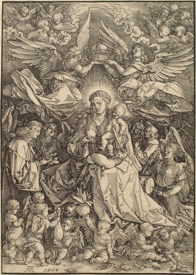 Jomfruen omgivet af mange engle af Albrecht Dürer