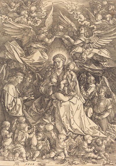 Jomfruen omgivet af mange engle, 1518. af Albrecht Dürer