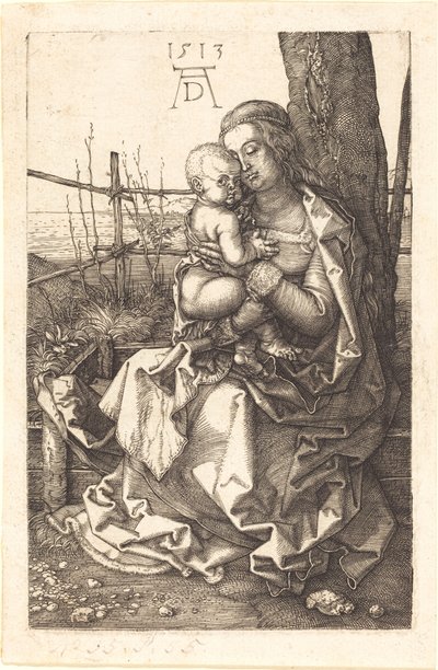 Jomfruen og barnet sidder ved et træ af Albrecht Dürer