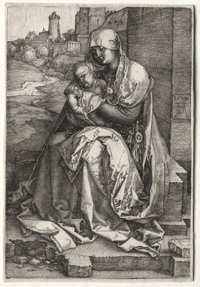 Jomfruen og barnet sidder ved muren af Albrecht Dürer