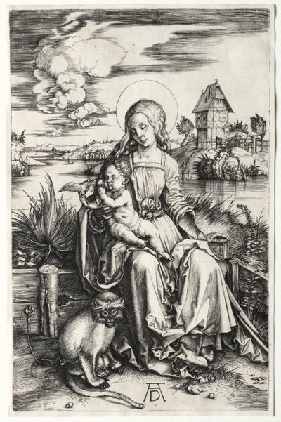 Jomfruen og barnet med en abe af Albrecht Dürer