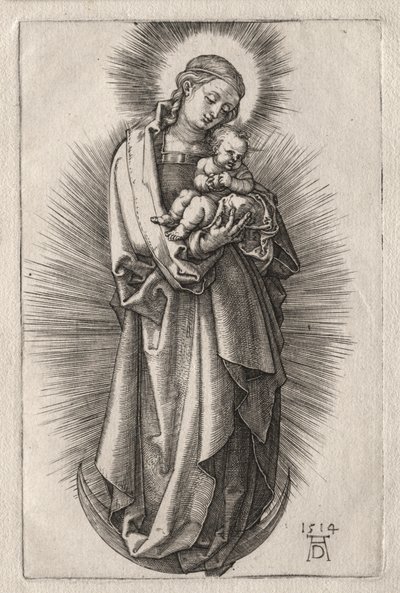 Jomfruen med hårbånd på en halvmåne, 1508. af Albrecht Dürer