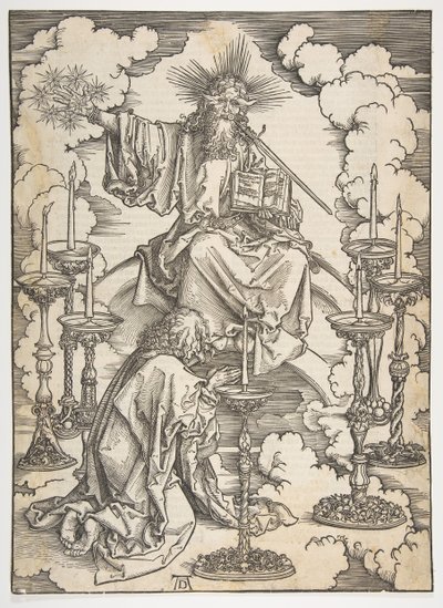 Visionen om de syv lysestager, fra Apokalypsen, tysk udgave 1498, ca. 1498. af Albrecht Dürer