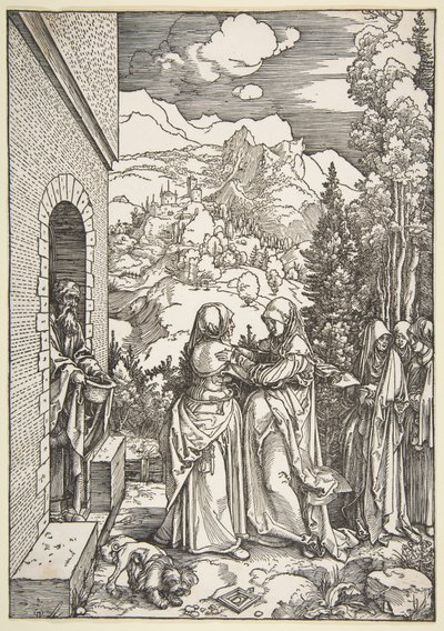 Marias besøg hos Elisabeth, fra "Jomfru Marias liv" af Albrecht Dürer