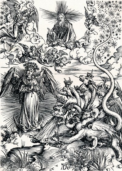 Kvinden iklædt solen og den syvhovedede drage, 1498 1906 af Albrecht Dürer