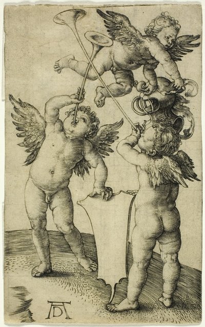 Tre putti med skjold og hjelm af Albrecht Dürer