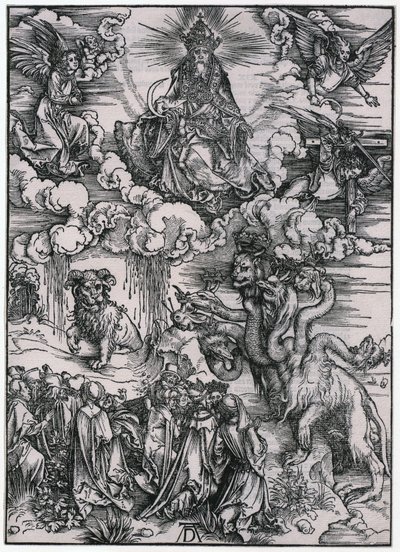 Dyret med lammehornene, figur XI, blad 13 i serien »Apokalypsen« af Albrecht Dürer