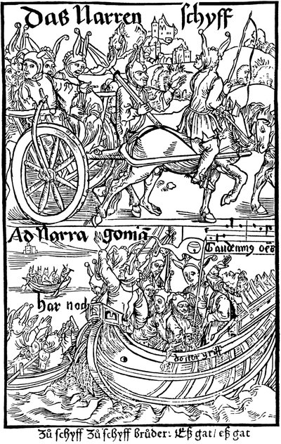 Titelside på en udgave af Fools Ship, af Sebastian Brant, 1494. af Albrecht Dürer